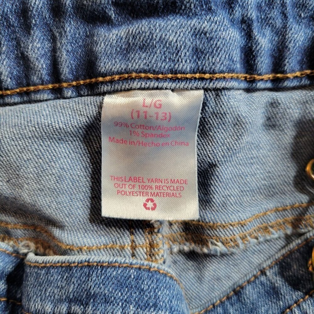 No Boundaries Blue Denim Distressed Overalls - Size LG - Picture 7 of 8